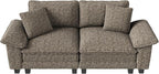 87" Cloud Modular Sectional Loveseat, 2-Seater w/Deep Seat & Removable Arms, Plush Chenille for Small Living Room & Apartment - Smoky Gray