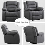EBELLO Classic Power Recliner Chair, Oversized Electric Overstuffed Chair with Soft Cushion and Back, Sofa with Comfortable Armchair, Gray
