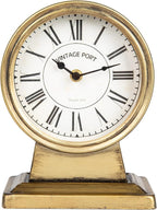 Creative Co-Op Vintage Metal Mantel Clock, Gold Finish