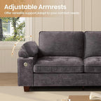 84" Loveseat Couch for Living Room,Modern Chenille Upholstered Sofa with Adjustable Storage Armrest,Cup Holders,USB & Type-C Ports,Solid Wood 2-Seater Loveseat Sofa for Apartment(Deep Gray)