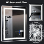 36"x32" LED Bathroom Mirror with Anti-Fog, Stepless Dimmable Lights, 3 Color Modes, Shatter-Proof Tempered Glass, Memory Function & Waterproof Design