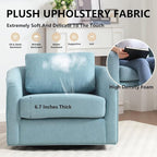 MINCETA Accent Chairs Set of 2, 360° Swivel Barrel Chair with High Density Foam, Oversized Reading Chair with Performance Fabric Upholstered Armchair for Living Room, Bedroom, Apartment Teal Blue