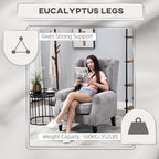 HOMCOM Mid-Century Modern Accent Chair, High Wingback Reading Chair, Button-Tufted Upholstered Fabric Armchair with Retro Wood Legs for Apartment, Living Room, Bedroom, Gray