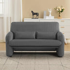 56'' Corduroy Loveseat Sofa, 2 Seater Love Seat Couch for Small Space, Comfy Upholstered Modern Leisure Loveseat Couches with Lumbar Pillows for Bedroom, Office, Living Room, Grey