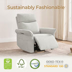 CHITA Power Recliner Chair, Electric Triple-Motor Swivel Glider Nursery Rocking Chair with Adjustable Power Headrest and Lumbar Support, Solid Wood Base, Crockery Grey