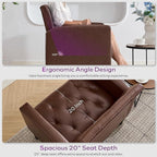TYBOATLE Accent Chair Comfy Living Room Chair Leather Tufted Mid Century Modern Accent Chair, Small Cozy Reading Arm Chair for Office, Bedroom (1, Brown)