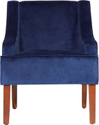 Homepop Home Decor Upholstered Classic Swoop Arm Accent Chair Accent Chairs for Living Room & Bedroom Decorative Home Furniture, Velvet Navy