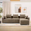 WILLOVE 109'' Modular Sectional Sofa, Chenille Cloud Couch with Wide Armrests & 5 Pillows, Deep Seat Couches for Living Room, Khaki