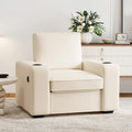 Furnimart 36" Wide Plush Accent Chair, Single Sofa with USB Charger & Cup Holder, Oversized Comfy Chair Tufted Corduroy Fabric, Ideal for Living Room, Bedroom, Apartment(Corduroy-Beige)