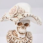 Primitives by Kathy Seasonal Home Decor Lady Skeleton Figurine - Resin, Off White and Bronze, Halloween