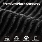 32.7'' Ottoman for Modular Sectional Sofa, Deep Seat Upholstered Footstool for Sofas Set, L/U/V Shaped Plush Corduroy Cloud Couch for Living Room Apartment, Black