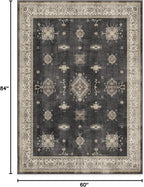 RUGGABLE Washable Vintage Area Rug – Verena Dark Wood 5x7, Stain-Resistant, Non-Slip – Medium Machine Washable Rugs for Living Room, Bedroom, Hallway, Entryway & Office–with Cushioned Pad