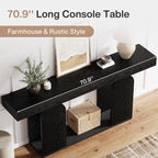 Tribesigns Farmhouse Wood Console Table, 70.9-Inch Entryway Accent Table with U-Shaped Base, 2-Tier Extra Long Sofa Tables for Entrance, Hallway, Living Room (Black)