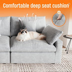 Oversized Modular Sectional Sofa with Chaise,192inch Cloud Couch Deep Seat Sofa Cushion Covers Removable, Down Filled Linen 9 Seater Sectional Couches for Living Room, Gray