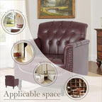 Pia Ricco Modern Tufted Accent Chair, Single Faux Leather Armchair with Nailhead Trim & Wood Legs, Comfortable Upholstered Seat for Living Room, Office - Wine Red