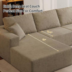 110" Boneless Cloud Sectional Couch for Living Room, Compressed Modular L-Shaped Sofa with Deep Seat, Frameless Corduroy Couch in Boxes, No Assembly Required 3-Seater (Right-Facing Chaise, Grey)