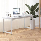 NSdirect Large Office Desk for Home Office, Large 63” Computer Desk Table, Wide Writing Study Desk for 2 Person, Metal Sturdy Frame Thicker Steel Legs,Warm White