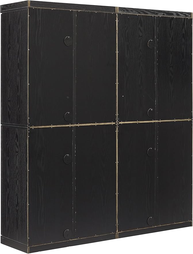 Crosley Furniture Essen 2-Piece Glass Door Kitchen Pantry Storage Cabinet Set, Living Room, Entryway, Black