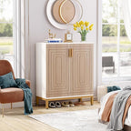 Tribesigns Shoe Cabinet with Doors, 20 Pairs Entryway Shoe Storage Cabinet with Shelves, 5-Tier Modern Free Standing Shoe Racks Storage Organizer for Closet, Living Room, Bedroom(White/Natural)