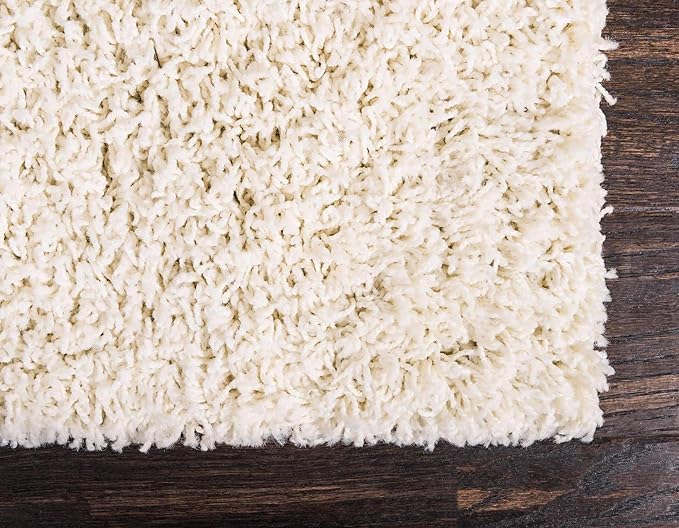 Unique Loom Solid Shag Collection Area Rug (10' x 13' 1" Rectangle, Pure Ivory)