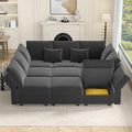 Vesgantti Modular Sofa Bed with Storage, 92" Sleeper Sofas with 9 Seats Storage Chaises Removeble Cover, Luxury Large Velvet Sectional Couch Set for Living Room, Apartment, Home Theatre, Gray
