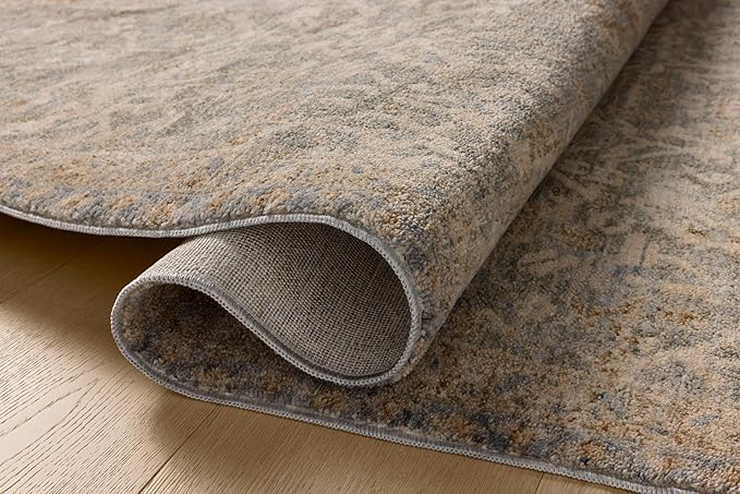 Loloi Magnolia Home by Joanna Gaines Junie Collection JUE-01 Blue/Natural 7'-10" x 7'-10", .38" Pile Height, Round Area Rug