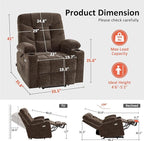 MCombo Power Lift Recliner Chair with Extended Footrest for Elderly People, Fabric 7281 (Brown, Small)