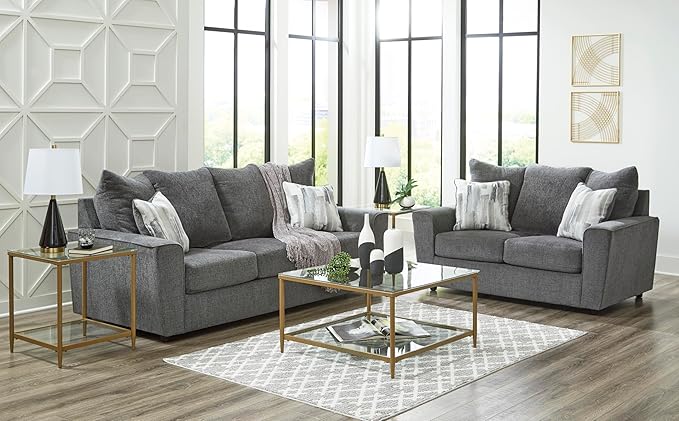 Signature Design by Ashley Stairatt Casual Loveseat with Flared Arms, Gray