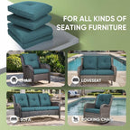 Outdoor Chair Cushion Set of 3, Waterproof Outdoor Seat Cushions 25x22 , Patio Chair Cushions for Outdoor Furniture, Couch Cushion Replacement, Include 3 Back & 3 Seat Cushions, Button/PeacockGreen