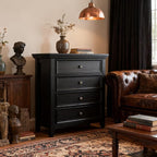 Black Dresser for Bedroom,Modern Storage Cabinet with 4 Drawer Chest for Living Room, Office, Hallway