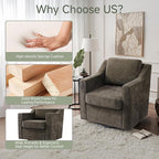 UIXE Swivel Accent Chair Set of 2, Chenille Upholstered Arm Chair for Living Room, Modern Club Armchair Comfy Single Sofa Bedroom Reading Seat with Lumbar Pillow - Coffee