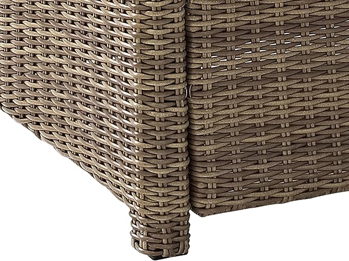 Crosley Furniture Bradenton 3-Piece Outdoor Sofa Patio Furniture Set, Wicker Conversation Sets for Porch, Brown with Sangria Cushions