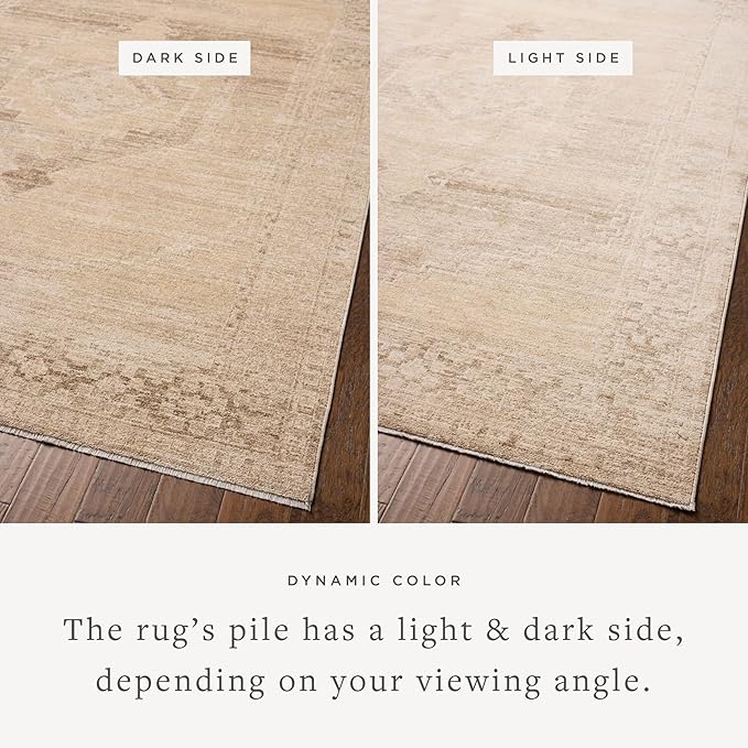 Loloi Chris Loves Julia Palma Collection PLM-07 Wheat/Taupe 2'-7" x 12'-0" Fringe Runner Rug Vintage Style Boho Living Room Bedroom Carpet