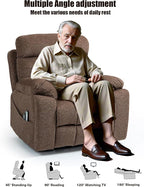 25''Oversized Lazy Boy Recliner Chair, Power Lift Recliner Chair for Elderly, Electric Recliner Chairs for Adults with Massage and Heat, Double Motor Lay Flat Recliner with Cup Holder, Side Pocket