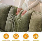 85" Sectional Couches with Storage Ottoman,L Shaped Couch with Armrest Organizer,3-Seater Sofa,Thick Cushions,Small Sofas for Living Room,Bedroom,Apartment,Chenille,Green