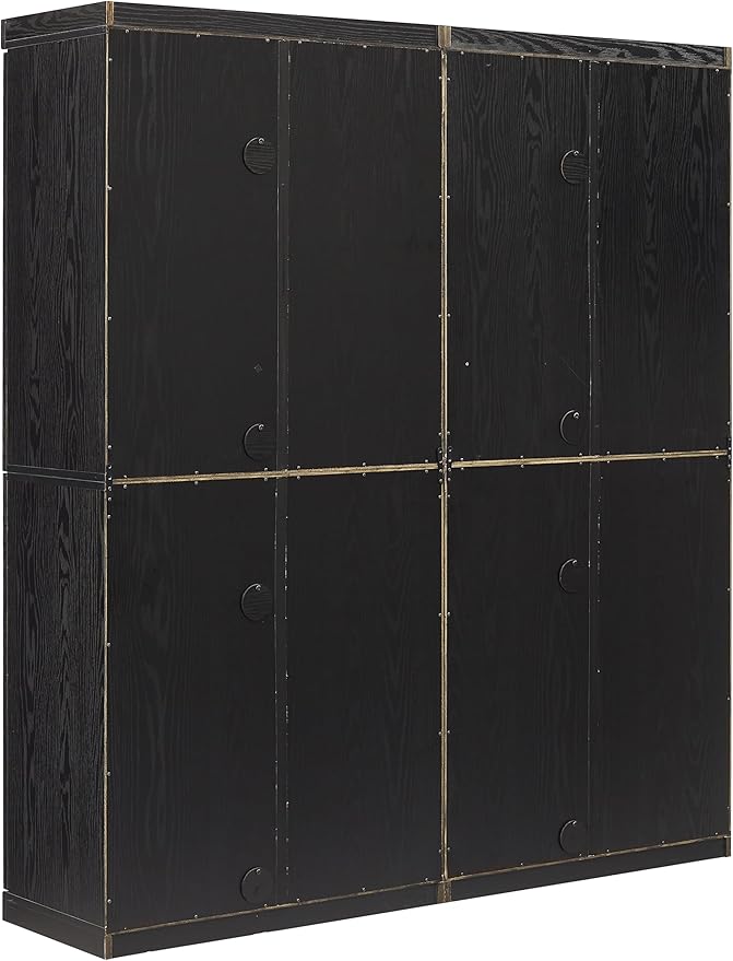 Crosley Furniture Essen 2-Piece Glass Door China Hutch Kitchen Pantry Storage Cabinet Set, Dining Room, Black