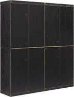 Crosley Furniture Essen 2-Piece Glass Door China Hutch Kitchen Pantry Storage Cabinet Set, Dining Room, Black