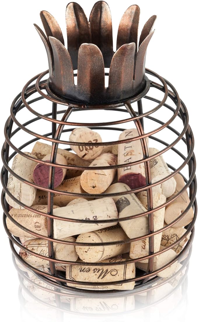 True Juicy Pineapple Stainless Steel Wine Cork Holders Decorative, Holds 50 Corks, Kitchen Bar Accessories, Rustic Home Decor Design, Set of 1