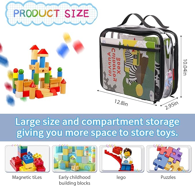 Large Kids Toy Storage Bag - Durable Waterproof Foldable Organizer, Portable Playroom Cleanup Solution for Toys, Books, Art Supplies (Eco-Friendly Material, Black