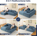 2025 New 108" Cloud Couch Sectional, Modular Sectional Sofa with L-Shaped Chaise, Deep Seat Sectional Modular Couch for Living Room, No Assembly Required (Blue, Left Facing Chaise)