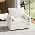 Vesgantti 40" Single Seat Sofa, Comfy Cloud Couch Deep Seat Upholstered Couch Chenille Modern Sofa with Armrest Pillow, Easy Assembly for Living Room, Bedroom and Apartment, Snow White
