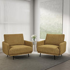 Oversized Accent Chair for Living Room Chairs Reading Arm Chair Comfy Modern Single Sofa Side Chairs with Metal Legs & Soft Cushion for Bedroom, Waiting Room (Chenille Pumpin, Set of 2)