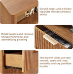 LEYAOYAO Fluted Nightstand Set of 2 with Charging Station,23" Modern Nightstand with Woodgrain Top, 2 Drawer End Table w/Storage, BedsideTables for Bedroom, Living Room, Curved Profile,Brown