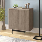 Henn&Hart 28" Fluted Wooden Accent Cabinet, Modern Ribbed Sideboard Buffet Cabinet with 2 Doors and an Adjustable Shelf for Living Room, Dining Room, Bedroom or Entryway, Antiqued Gray Oak