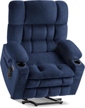 Tami Tami Dual Motor Power Lift Chair Recliner for Elderly with Massage and Heat, Infinite Position Electric Lift Recliner with Adjustable Headrest, USB (T6015 - Plush Fabric, Navy Blue, Oversized)