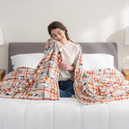 Berkshire Blanket Peanuts® VelvetLoft® Cute Character Snoopy Plush Blanket,Snoopy and Woodstock Wood Holiday Plaid Medium Tan,King 90 in x 108 in (Official Peanuts® Product)
