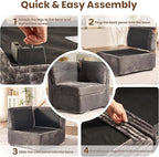 130'' Modern Modular Sectional Sofa,5 Seats Cloud Comfort Corduroy Fluffy Couch,L Shaped Convertible Sofa Couch for Living Room,Grey