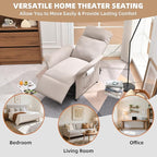 Power Recliner Chair, Adjustable Electric Recliner Chairs for Adults, Sleeper Sofa Bed with Remote Control & Side Pocket, Linen Upholstered Chair for Living Room/Bedroom, Easy Assembly,Brown