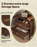 WLIVE Wood Night Stand Set of 2 with 2 Drawers, Mid Century Modern Nightstand Sets, Fluted Bed Side Tables for Bedroom, Dorm, Living Room End Table