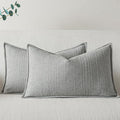 a moment Linen Pillow Covers Set of 2,Boho Farmhouse Throw Pillowcases Neutral Textured Decorative Covers for Couch Sofa Bed, Soft Linen Blend Accent Case Cushion Home Decor 20"x12"Light Grey